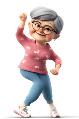 Energetic Cartoon Grandma Dancing Happily
