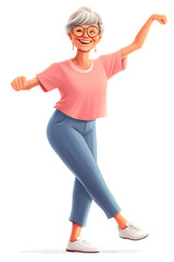 Energetic Cartoon Grandma Dancing Happily

