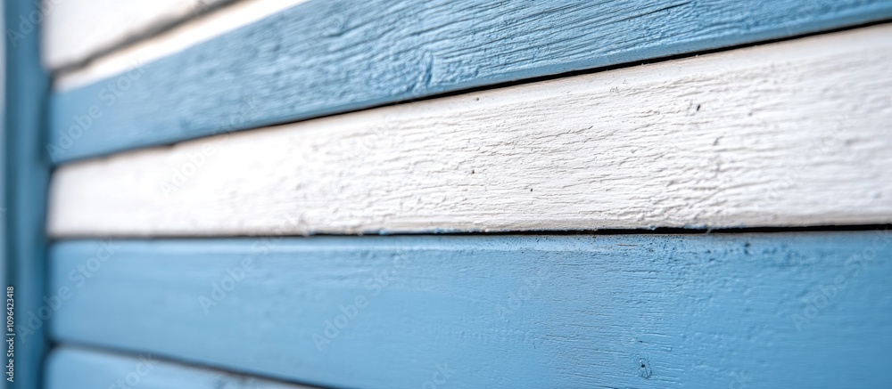 Poster white paint applied to textured blue wooden planks creating a striking contrast and visual interest 