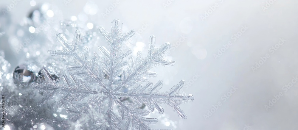 Aufkleber delicate snowflake isolated on a soft white background showcasing intricate patterns and winter beau