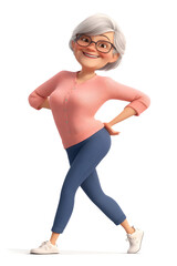 Energetic Cartoon Grandma Dancing Happily
