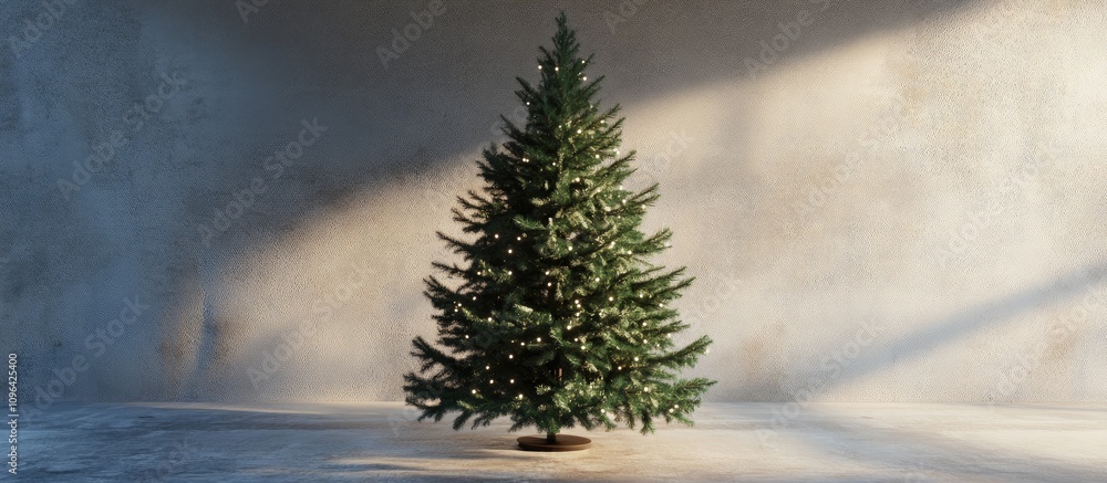 Aufkleber realistic artificial christmas tree in a minimalist interior setting casting soft shadows on a textu
