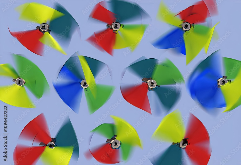 Poster helicopter blades notes rotate in patterns mimicking helicopter