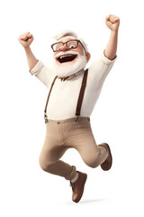 Energetic Elderly Man Dancing and Smiling
