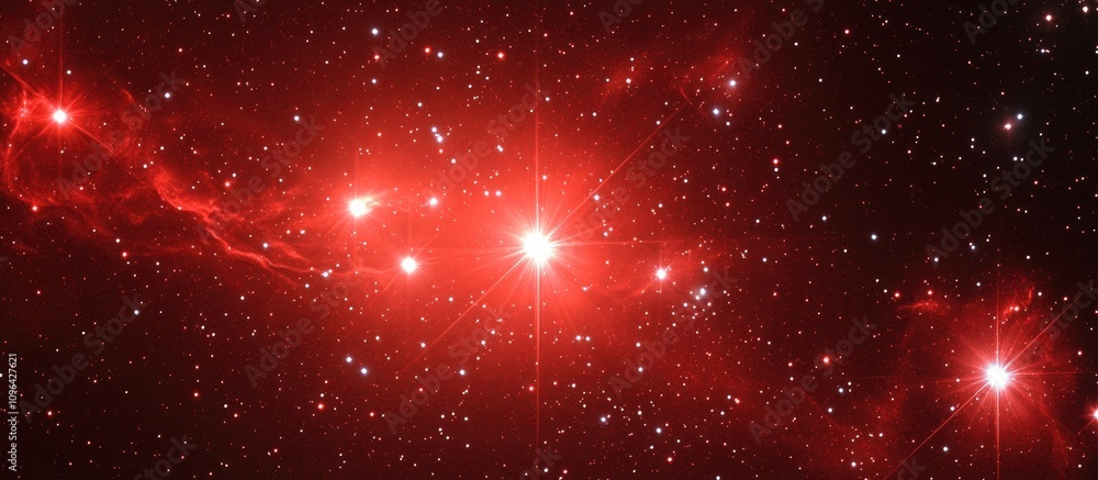 Aufkleber red cosmic stars glowing in a nebula displaying vibrant celestial beauty and interstellar light in d