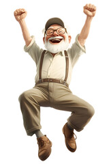 Energetic Elderly Man Dancing and Smiling
