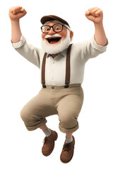 Energetic Elderly Man Dancing and Smiling
