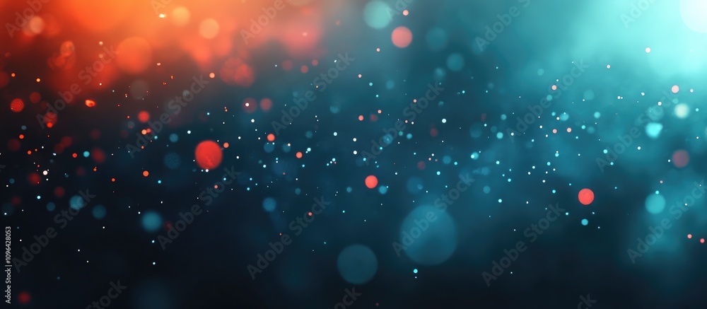 Poster bokeh effect background with vibrant blurred lights in red and blue tones creating a dreamy and arti
