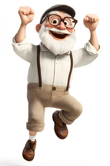 Energetic Elderly Man Dancing and Smiling
