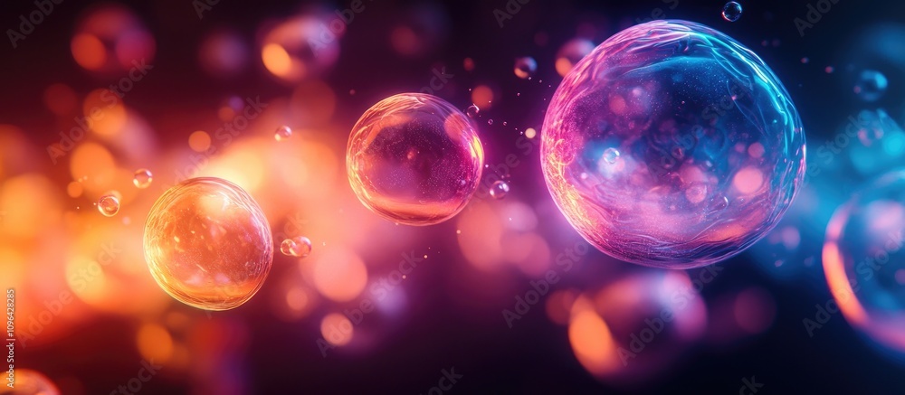 Poster vibrant abstract bubbles in fluid motion creating a colorful and dreamy atmosphere suitable for back