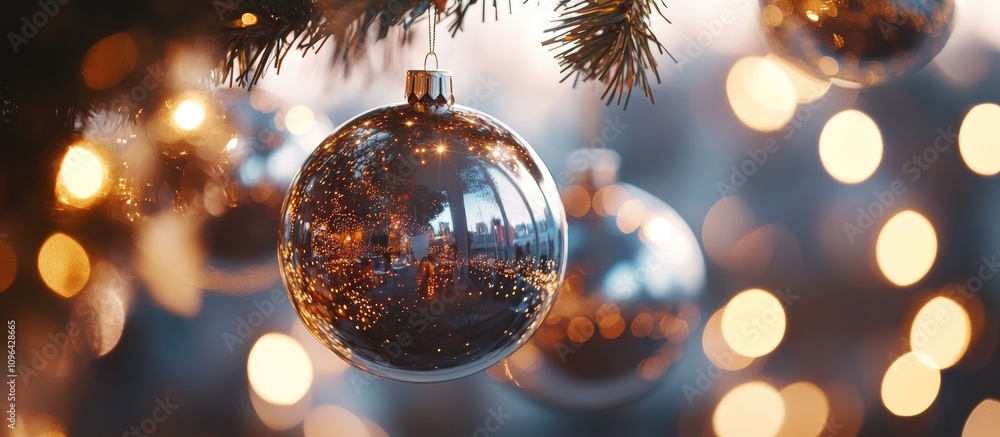 Aufkleber new year celebration backdrop featuring a reflective mirror ball amidst shimmering bokeh lights with