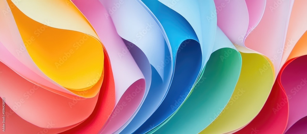 Poster colorful abstract paper waves creating a vibrant backdrop showcasing various shades and themes for c