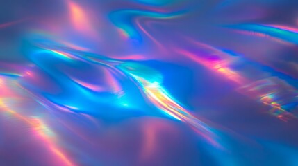 Prismatic chromatic holographic background with neon light lines, featuring a blurred texture for an aesthetic, futuristic effect.