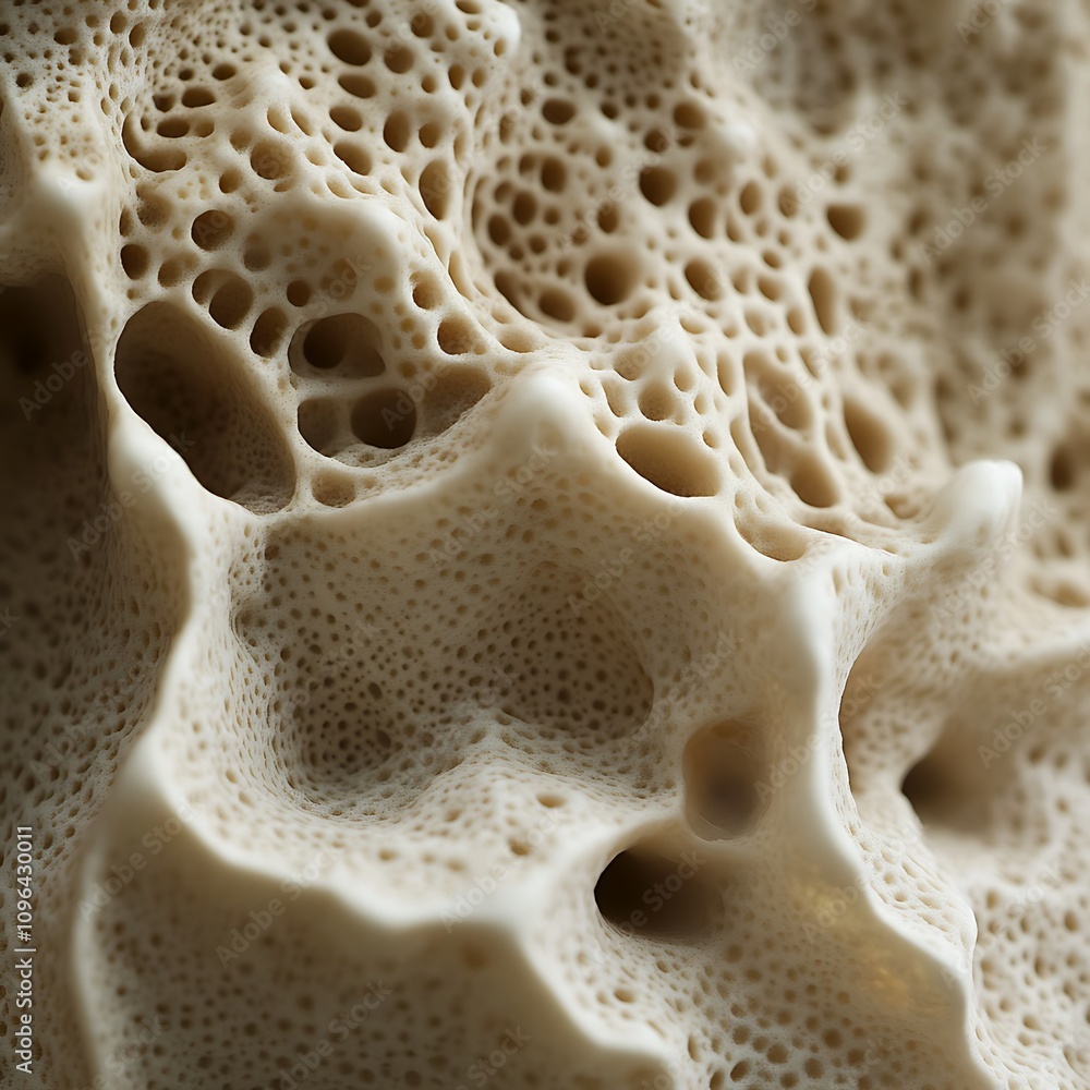 Poster abstract beige porous surface texture with holes and swirls.