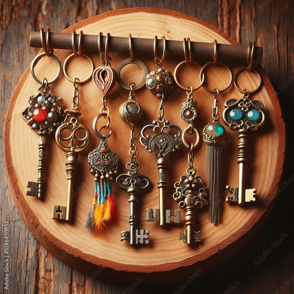 Poster image keys hanging on a hook with a keychain