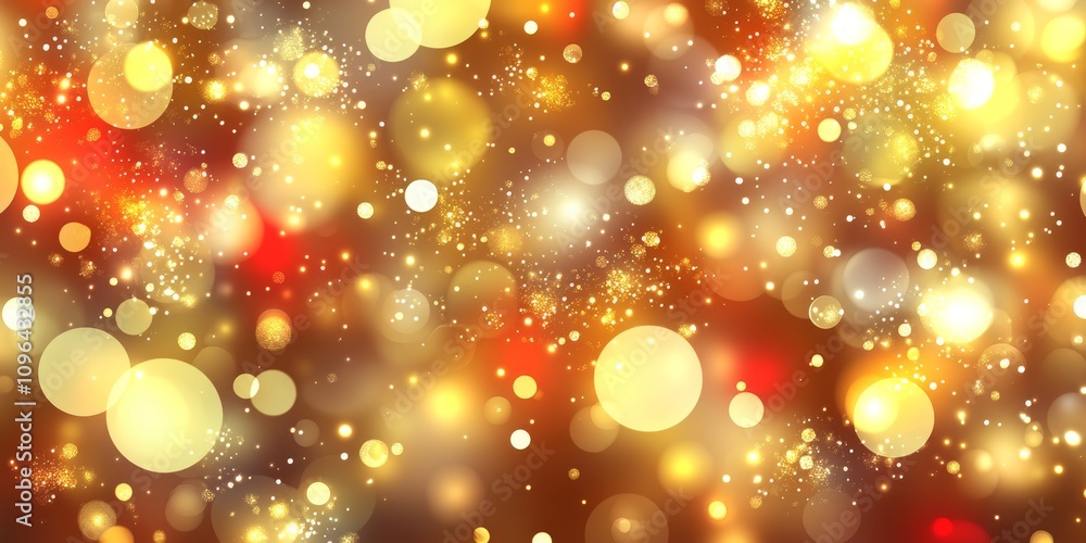Poster an elegant abstract background featuring shimmering gold bokeh lights, creating a luxurious and glam
