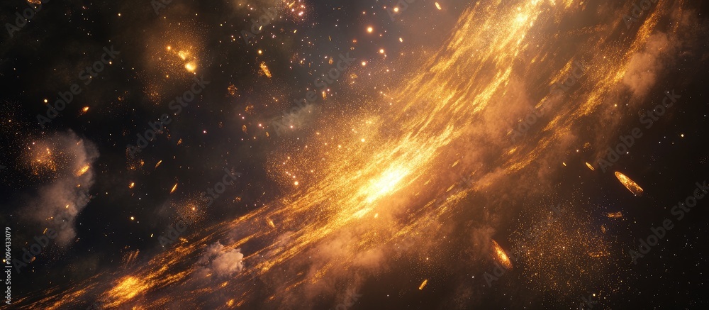 Poster vivid cosmic display of explosive fireworks illuminating the night sky in a breathtaking display of 