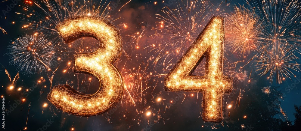 Poster celebratory fireworks with illuminated numeric display creating a vibrant festive atmosphere for eve