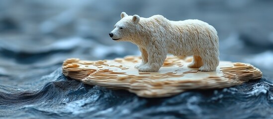 Obraz premium Bear figurine on melting ice representing market downturn and bearish trends in finance and investment concepts with realistic textures.