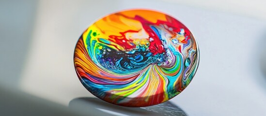 Obraz premium Colorful souvenir magnet displaying vibrant swirls of paint showcasing artistic craftsmanship and local culture