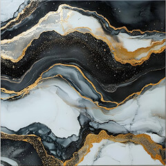 Fototapeta premium Abstract Gold & Black Marble Swirl Painting