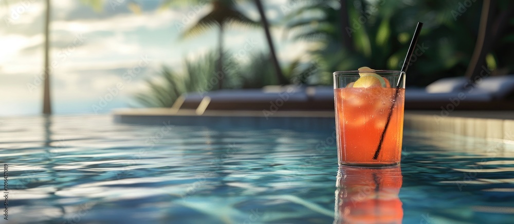 Aufkleber chill by the pool with refreshing drinks in a serene setting surrounded by tropical vibes and tranqu