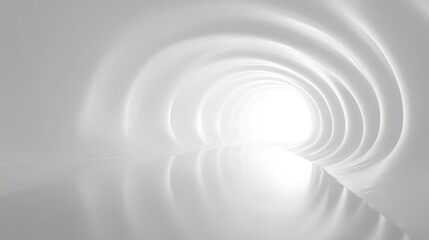 Fototapeta premium Glowing White Tunnel Abstract Background - Abstract white tunnel, glowing lights, reflection, future, hope. Represents progress, journey, and aspiration.