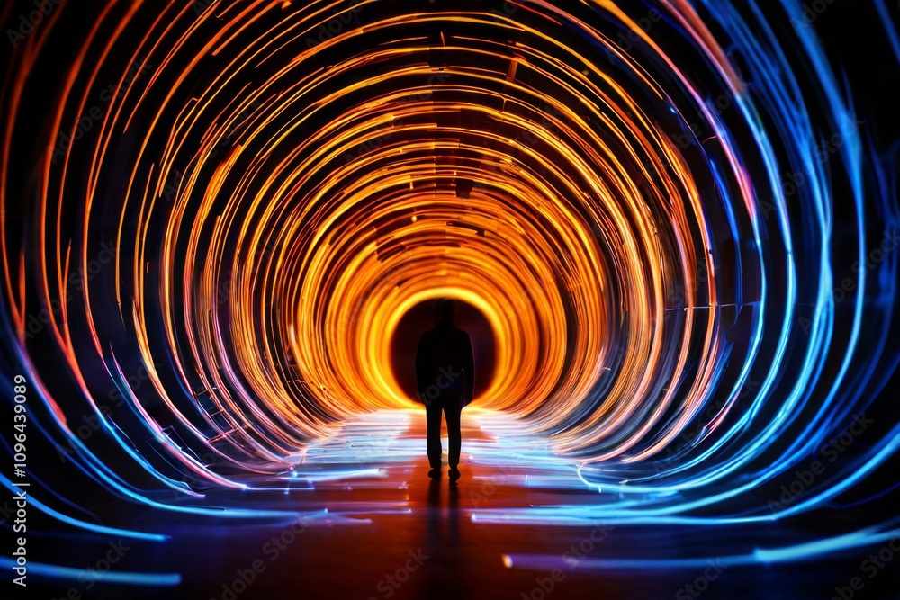 Poster lines forming a vortex or tunnel immersive experience of coding