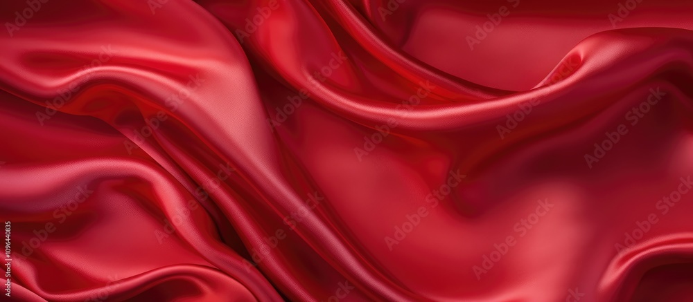 Poster luxurious deep red silk fabric texture with elegant draping aerial view for sophisticated design pro