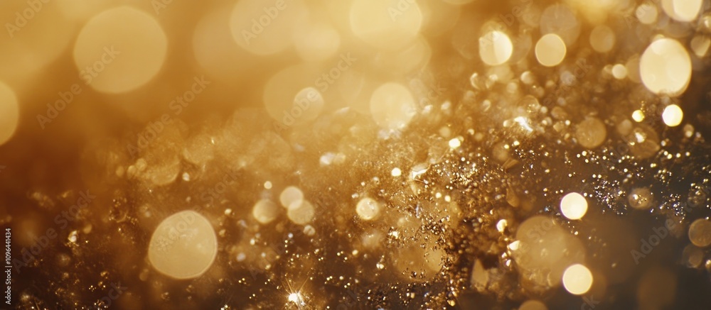 Poster golden abstract bokeh background with shimmering lights and soft focus creating a dreamy festive atm