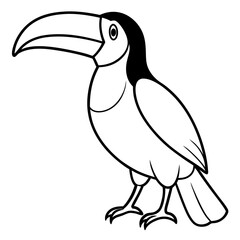 toucan bird silhouette vector illustration line art transparent background