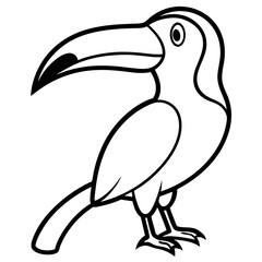 Obraz premium toucan bird silhouette vector illustration line art transparent background