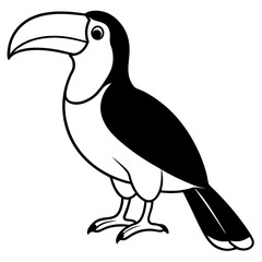 Fototapeta premium toucan bird silhouette vector illustration line art transparent background