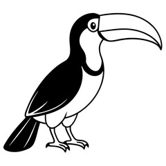 Obraz premium toucan bird silhouette vector illustration line art transparent background