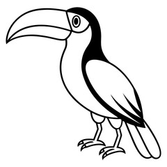 Obraz premium toucan bird silhouette vector illustration line art transparent background
