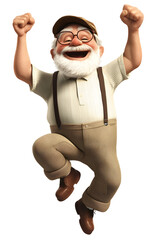 Obraz premium Happy Elderly Man Jumping with Joy 