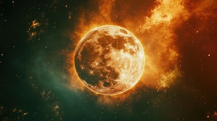 Fototapeta premium Orange Sun in Galaxy