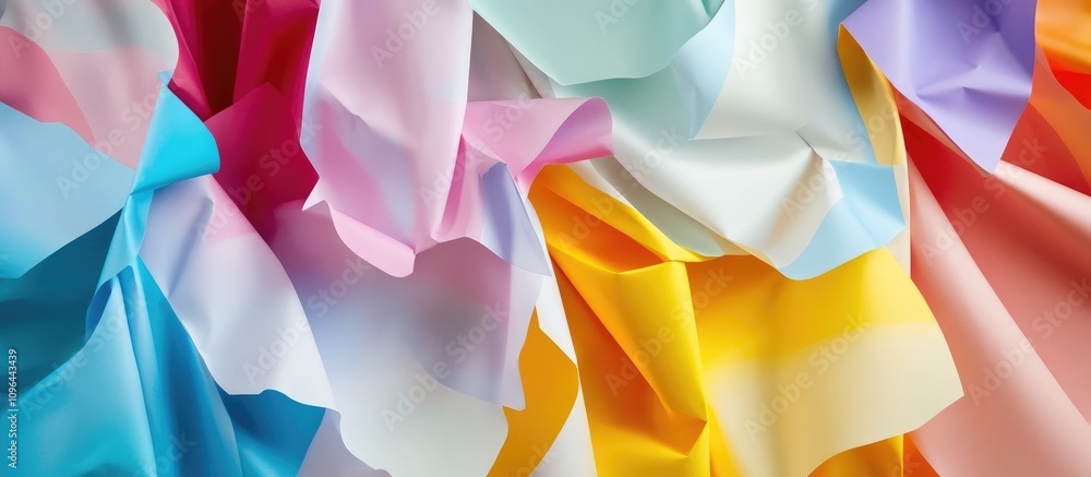 Aufkleber vibrant multicolored crumpled paper backdrop showcasing a spectrum of hues for creative design proje