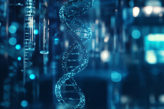 Translucent DNA Helix Concept Background with Biotechnology and Genetics Research