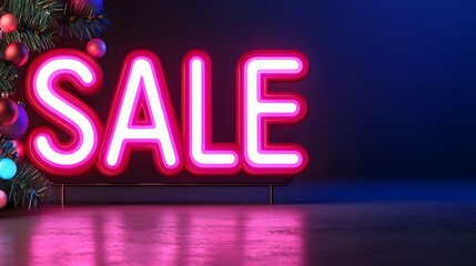 Neon Sale Sign in Festive Setting