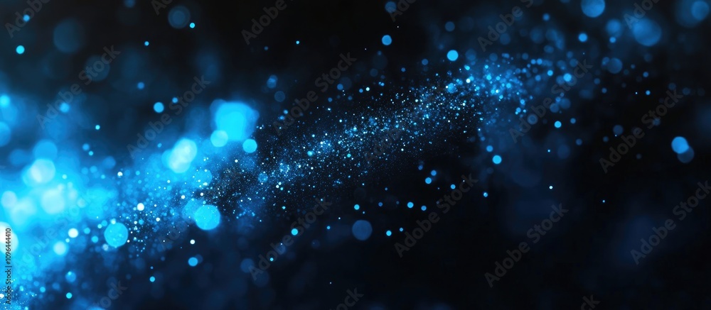 Poster blue bokeh light effect creating a dreamy and abstract background with vibrant shades of blue on a d