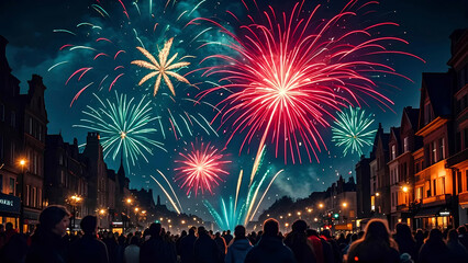 Obraz premium fireworks display at the new year's eve celebrations