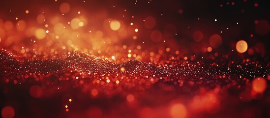 Festive red and gold glitter backdrop with bokeh lights creating a luxurious atmosphere perfect for celebrations and elegant designs.