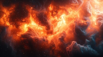 Fototapeta premium Intense Fiery Cataclysmic Inferno in Stormy Sky with Raging Flames and Explosive Energy