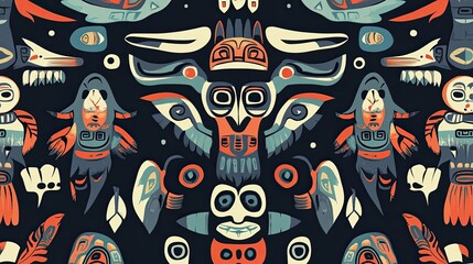 Fototapeta premium Abstract Geometric Pattern with Native American Art Motifs