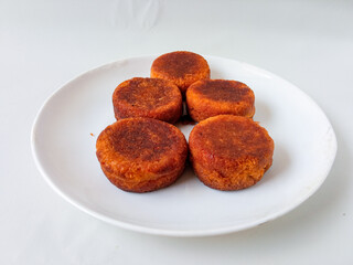 Wingko babat. Indonesian traditional food made from sticky rice isolate on white background. typical food