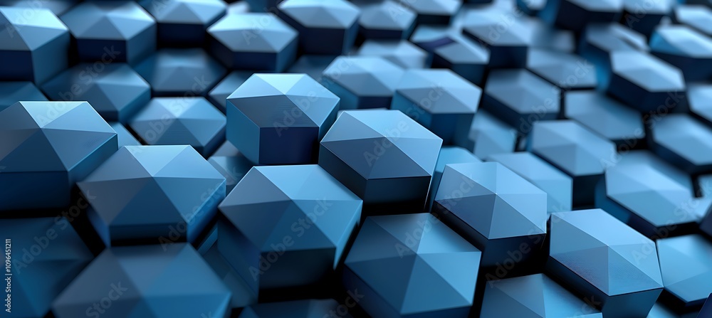 Poster dynamic blue geometric background with detailed hexagonal patterns for clean and futuristic looks.