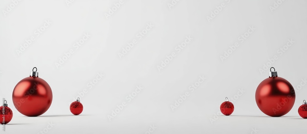 Aufkleber red christmas ornaments arranged with empty space for custom text in a festive holiday setting suita