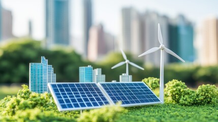 Fototapeta premium Futuristic Eco City with Solar Powered Buildings