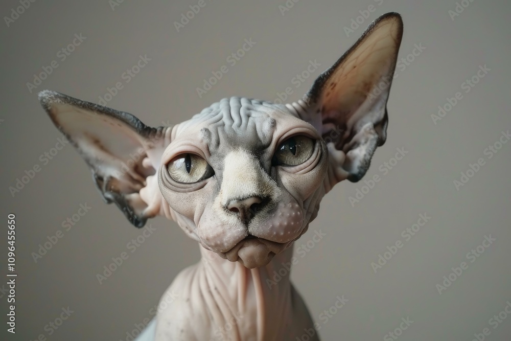 Poster close up of a sphynx cat showing its unique features